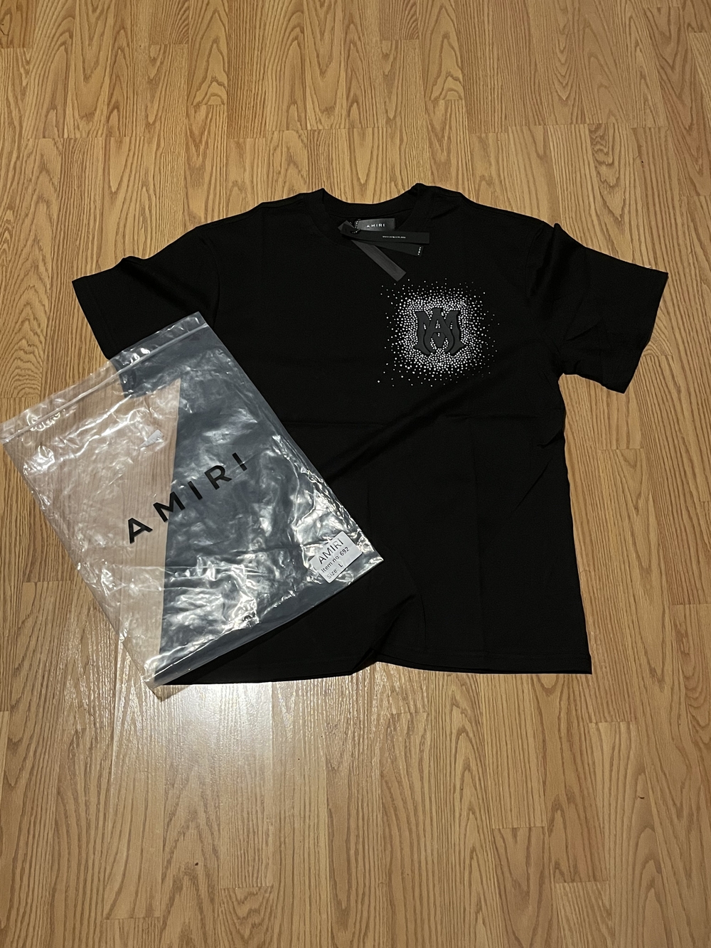 AMIRI Black Crystal-Embellished Logo T-Shirt